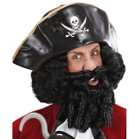 Peluca con barba y tirabuzones negra Peluca con barba y tirabuzones negra