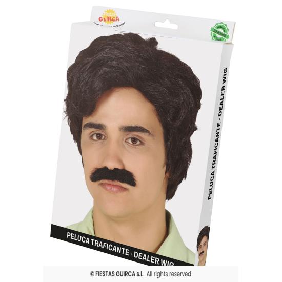 Peluca con Bigote Estilo “Narcotraficante” – Inspiración Años 80 Peluca con Bigote Estilo “Narcotraficante” – Inspiración Años 80