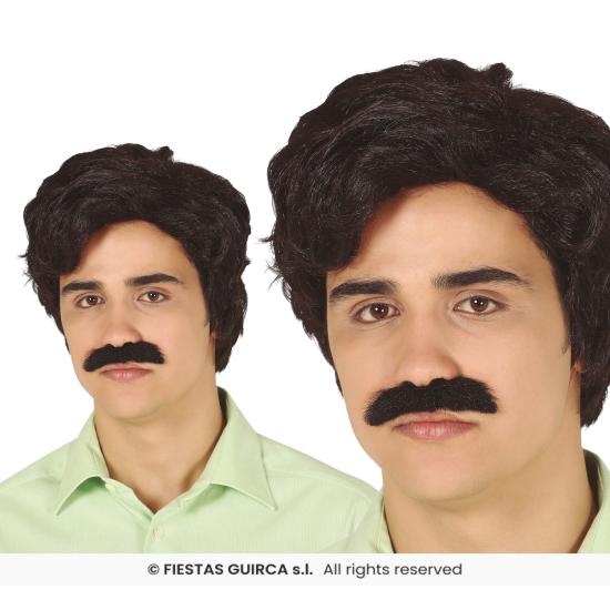 Peluca con Bigote Estilo “Narcotraficante” – Inspiración Años 80 Peluca con Bigote Estilo “Narcotraficante” – Inspiración Años 80