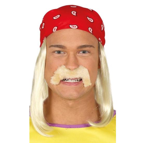 Peluca con pañuelo y bigote Hulk Hogan Luchador Peluca con pañuelo y bigote Hulk Hogan Luchador