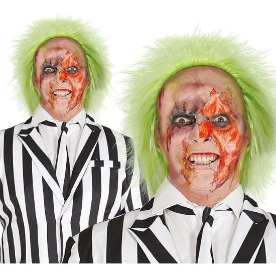 Peluca de Beetlejuice, con cabeza calva de látex Peluca de Beetlejuice, con cabeza calva de látex