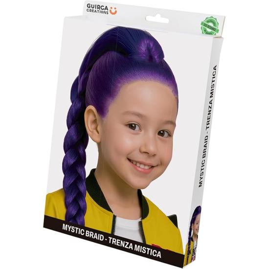 💜 Peluca de Guerrera K-Pop Rumi Infantil con Trenza Mística