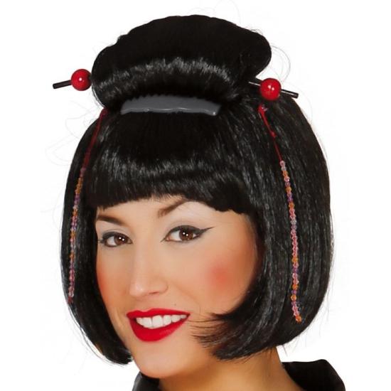 Peluca de japonesa con adornos Peluca de japonesa con adornos