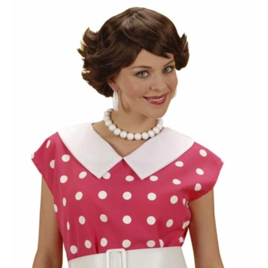 Peluca Años 50 Mujer Castaña Corta Peluca Años 50 Mujer Castaña Corta