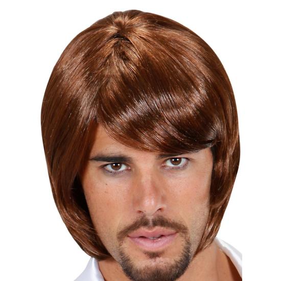 Peluca disfraz estrella del Pop años 70 castaña. Peluca disfraz estrella del Pop años 70 castaña.