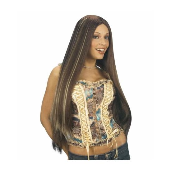 Peluca Extra larga Castaña con Mechas. Peluca Extra larga Castaña con Mechas.