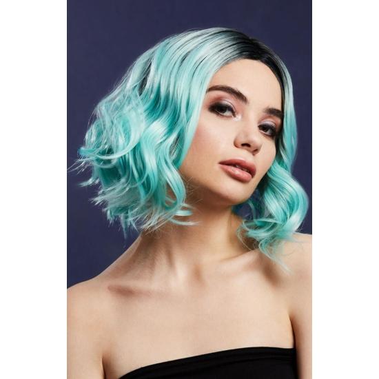 Peluca Fever Kourtney, mezcla de dos tonos, Verde aguamarina Peluca Fever Kourtney, mezcla de dos tonos, Verde aguamarina
