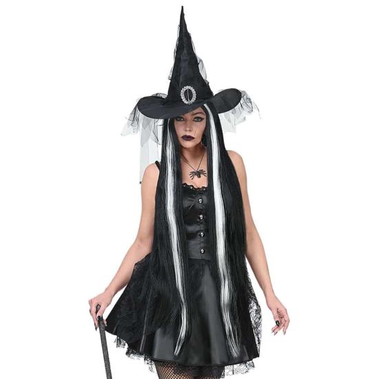 Peluca Negra y Blanca Halloween Extralarga Peluca Negra y Blanca Halloween Extralarga