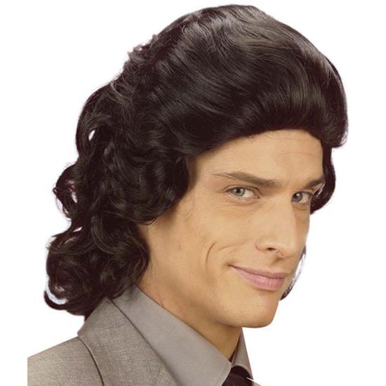 Peluca hombre años 70 negra Peluca hombre años 70 negra