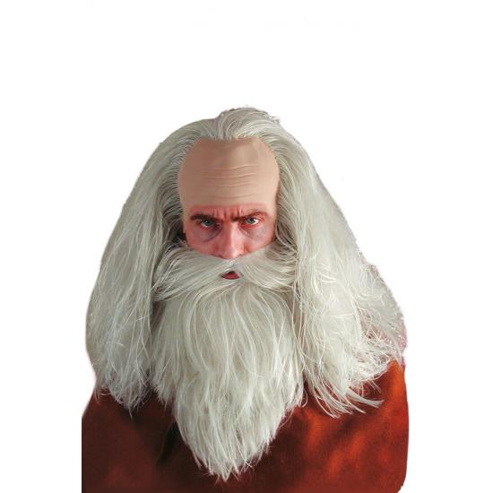 Peluca mago con bigote y gorro de látex en estuche Peluca mago con bigote y gorro de látex en estuche