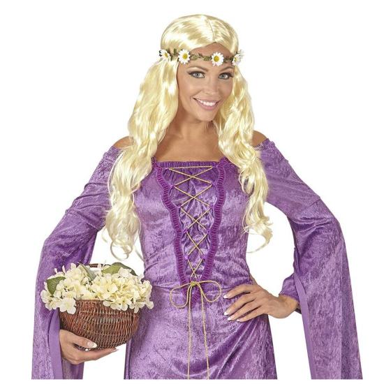 Peluca Medieval o Hippie Rubia Flores Peluca Medieval o Hippie Rubia Flores