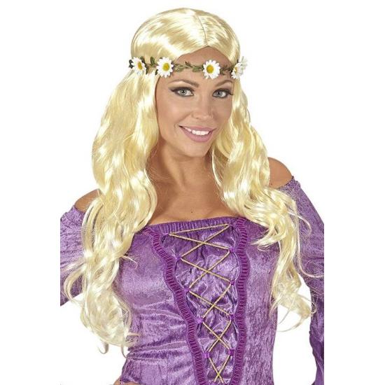 Peluca Medieval o Hippie Rubia Flores Peluca Medieval o Hippie Rubia Flores