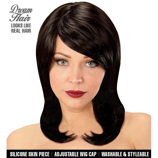 Peluca Morena de Media Melena con Flequillo Premium Peluca Morena de Media Melena con Flequillo Premium