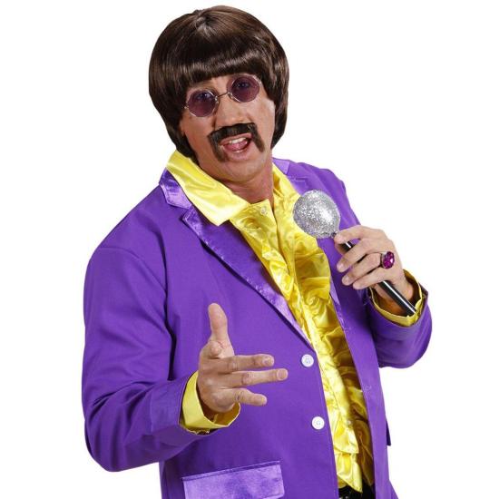 Peluca y Bigote Cantante años 70 Castaña Peluca y Bigote Cantante años 70 Castaña