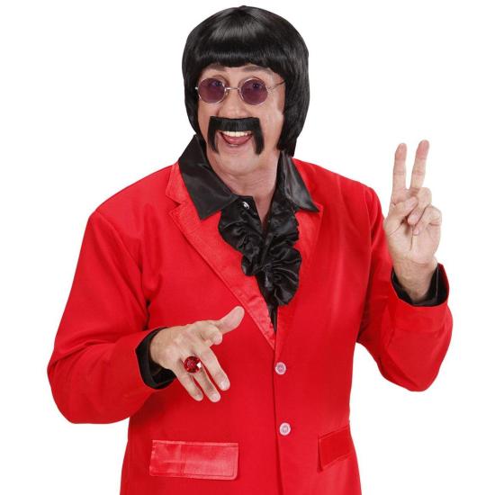 Peluca y Bigote Músico años 70 Negra Peluca y Bigote Músico años 70 Negra