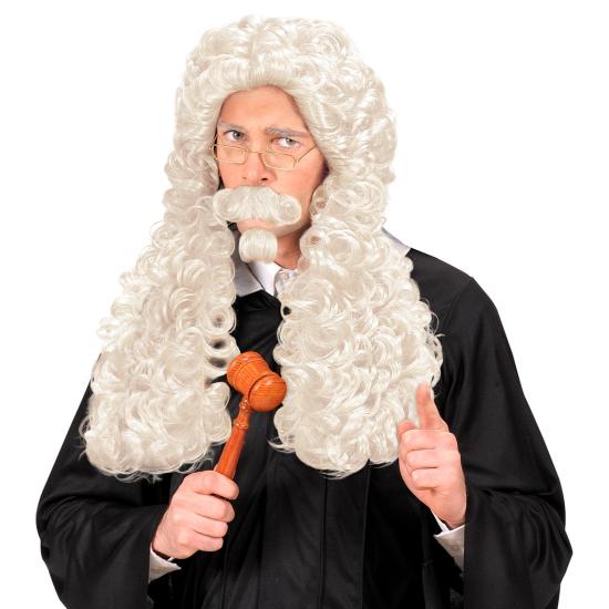 Peluca Época Blanca con Bigote y Perilla  . Peluca Época Blanca con Bigote y Perilla  .