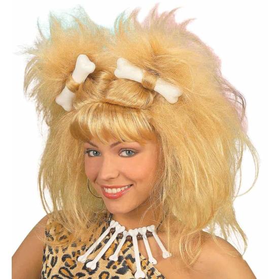 Peluca Rubia Cavernícola con Huesos . Peluca Rubia Cavernícola con Huesos .