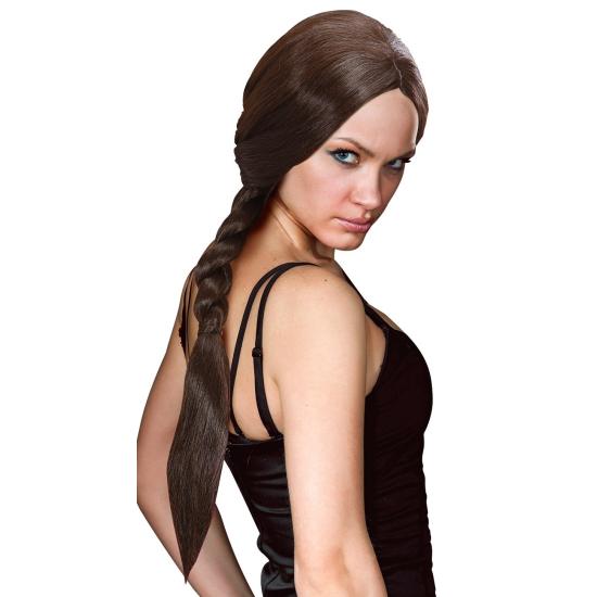 Peluca Trenza Larga Croft Castaña de Tom Raider Peluca Trenza Larga Croft Castaña de Tom Raider