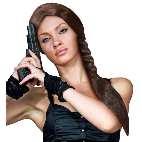 Peluca Trenza Larga Croft Castaña de Tom Raider Peluca Trenza Larga Croft Castaña de Tom Raider