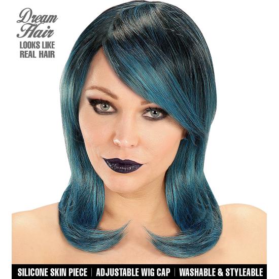 Peluca Turquesa de Media Melena con Flequillo Premium Peluca Turquesa de Media Melena con Flequillo Premium