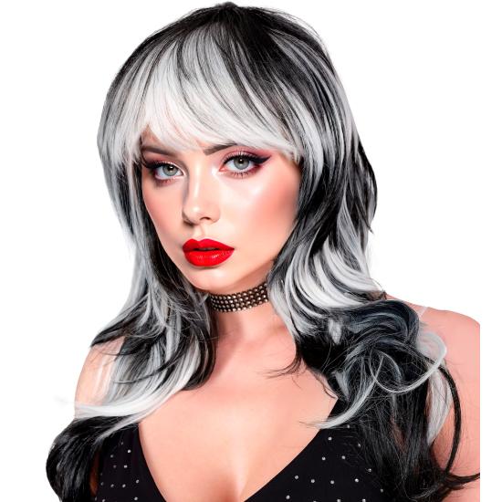 Peluca “Vampirosa” – larga con flequillo (Negra/Blanca y Negra/Roja) Peluca “Vampirosa” – larga con flequillo (Negra/Blanca y Negra/Roja)