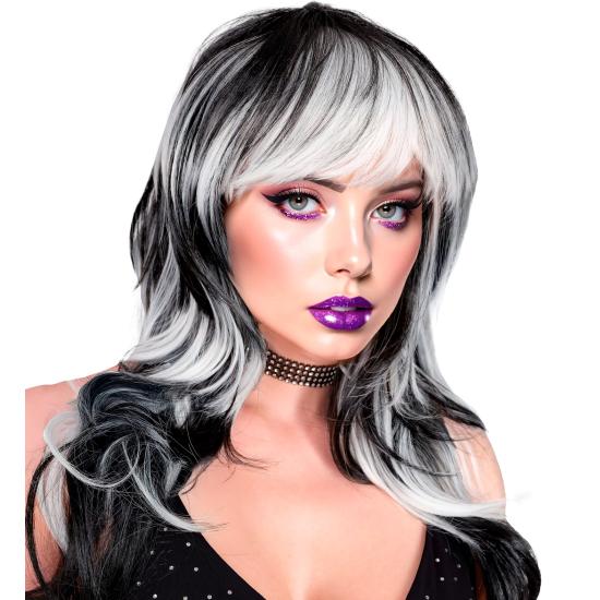 Peluca “Vampirosa” – larga con flequillo (Negra/Blanca y Negra/Roja) Peluca “Vampirosa” – larga con flequillo (Negra/Blanca y Negra/Roja)