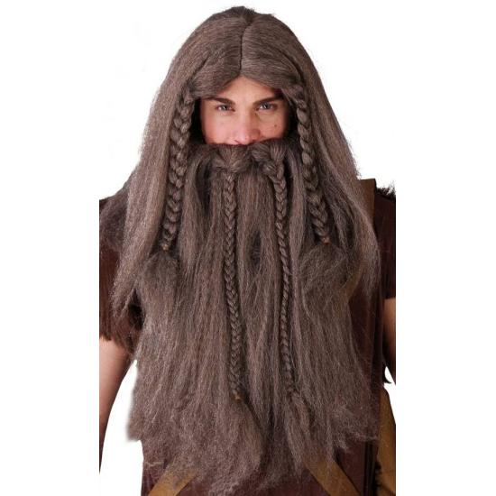 Peluca y Barba Vikingo color castaña Peluca y Barba Vikingo color castaña