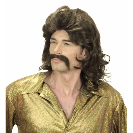 Peluca y Bigote hombre años 70 castaña Peluca y Bigote hombre años 70 castaña