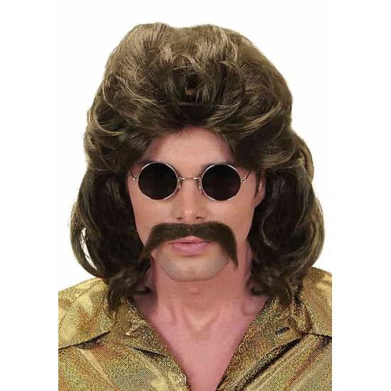 Peluca y Bigote hombre años 70 castaña Peluca y Bigote hombre años 70 castaña