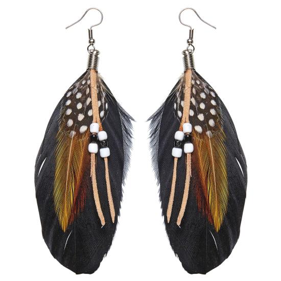 Pendientes Indios de Plumas y  perlitas Pendientes Indios de Plumas y  perlitas