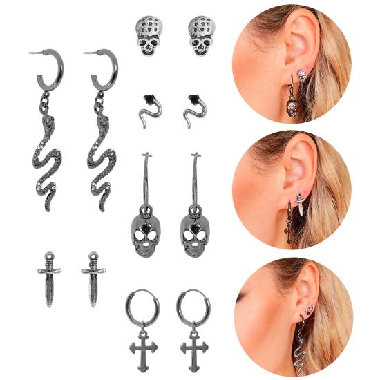 Pendientes Surtidos 6 Modelos – Calaveras, Cruces, Serpientes y Dagas Pendientes Surtidos 6 Modelos – Calaveras, Cruces, Serpientes y Dagas