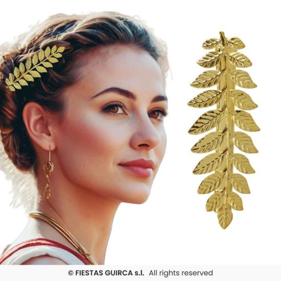 Pinza de Pelo Laurel Metálica Dorada – Accesorio de Disfraz para Fiestas de Época, Carnaval y Halloween Pinza de Pelo Laurel Metálica Dorada – Accesorio de Disfraz para Fiestas de Época, Carnaval y Halloween