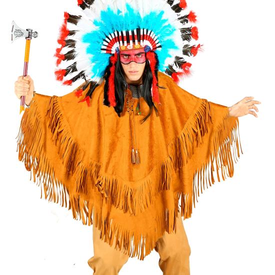 Poncho de Ante con Flecos – Disfraz Adulto Hippie, Indio, Reggae y Vaquero Poncho de Ante con Flecos – Disfraz Adulto Hippie, Indio, Reggae y Vaquero