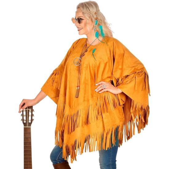 Poncho de Ante con Flecos – Disfraz Adulto Hippie, Indio, Reggae y Vaquero Poncho de Ante con Flecos – Disfraz Adulto Hippie, Indio, Reggae y Vaquero