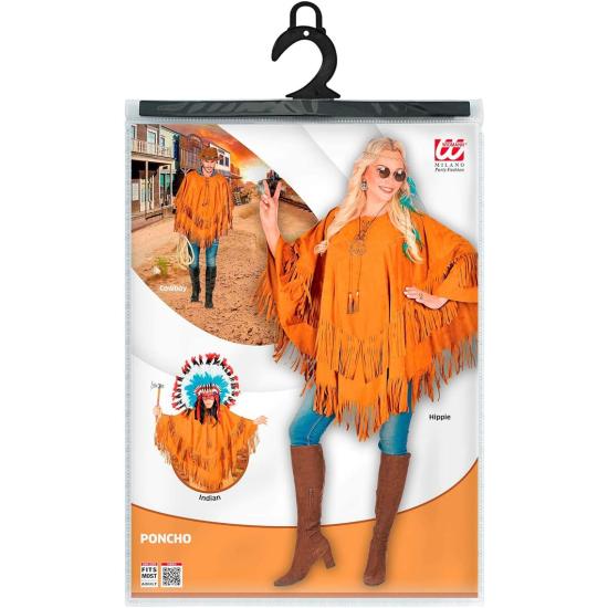 Poncho de Ante con Flecos – Disfraz Adulto Hippie, Indio, Reggae y Vaquero Poncho de Ante con Flecos – Disfraz Adulto Hippie, Indio, Reggae y Vaquero