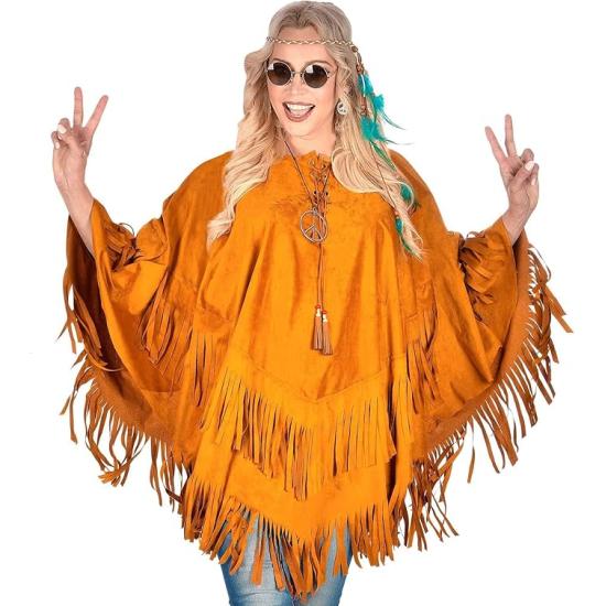 Poncho de Ante con Flecos – Disfraz Adulto Hippie, Indio, Reggae y Vaquero Poncho de Ante con Flecos – Disfraz Adulto Hippie, Indio, Reggae y Vaquero
