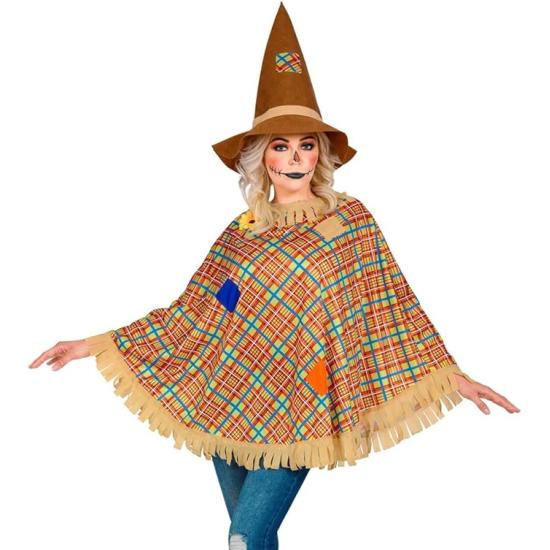 Poncho Espantapájaros con Sombrero – Disfraz de Halloween y Carnaval Poncho Espantapájaros con Sombrero – Disfraz de Halloween y Carnaval