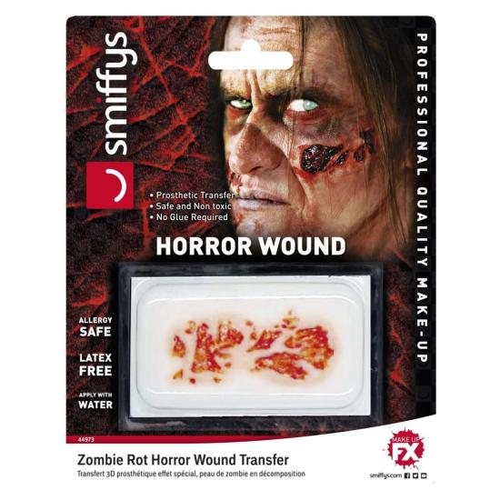 Prótesis herida terrorífica, piel de zombi en descomposición Prótesis herida terrorífica, piel de zombi en descomposición