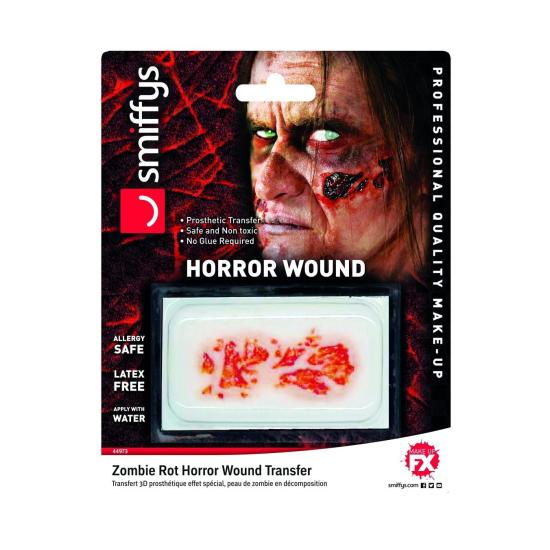 Prótesis herida terrorífica, piel de zombi en descomposición Prótesis herida terrorífica, piel de zombi en descomposición