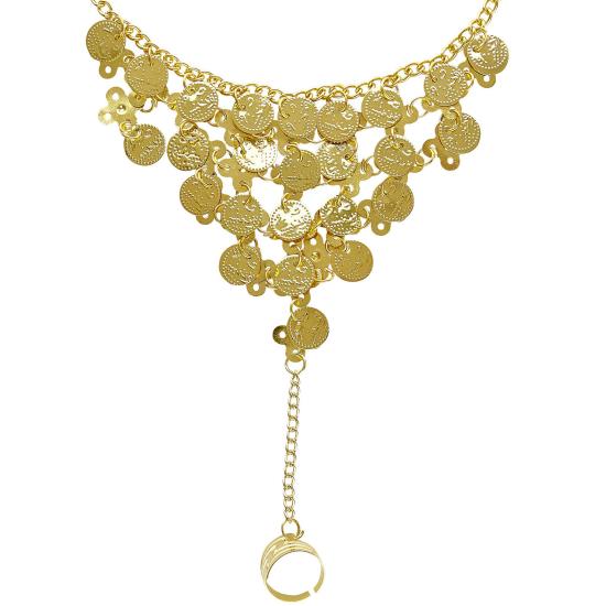 Pulsera Dedo Muñeca con Monedas Oro Pulsera Dedo Muñeca con Monedas Oro