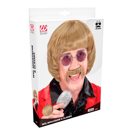 Set Peluca Años 60 “Music Man” – Rubia con Bigote y Gafas Set Peluca Años 60 “Music Man” – Rubia con Bigote y Gafas
