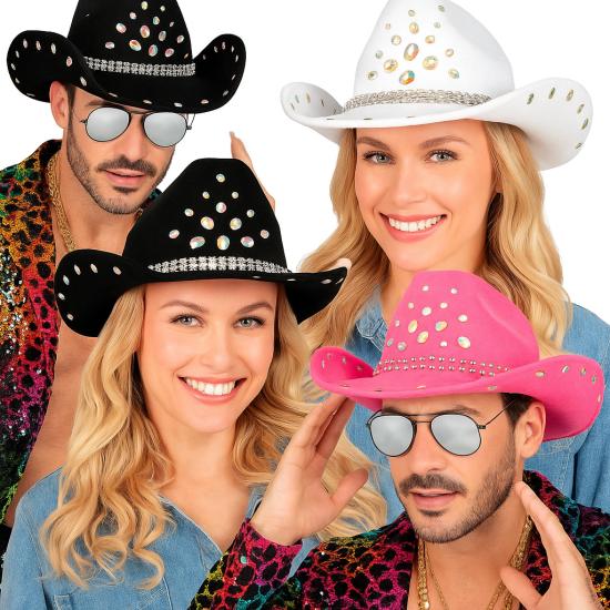 Sombrero Cowboy con Brillantes para Fiesta o Disfraz – Adulto Unisex Sombrero Cowboy con Brillantes para Fiesta o Disfraz – Adulto Unisex