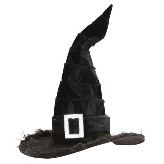 Sombrero de bruja con borde de peluche y hebilla. Sombrero de bruja con borde de peluche y hebilla.