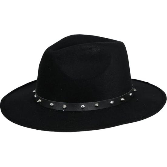 Sombrero de Fieltro Negro con Remaches Sombrero de Fieltro Negro con Remaches