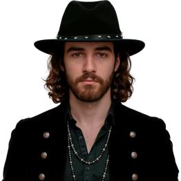 Sombrero de Fieltro Negro con Remaches