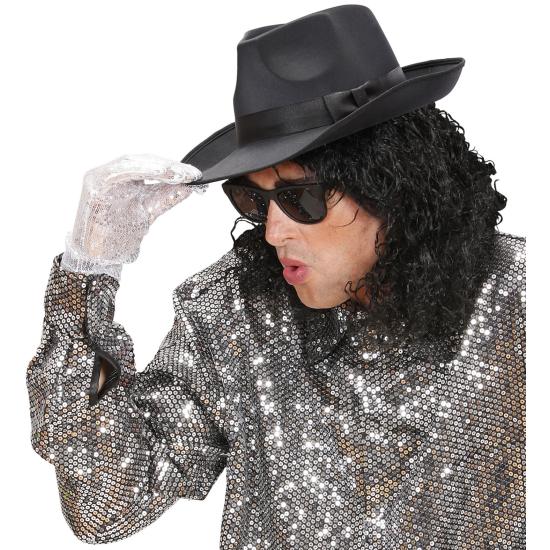 Sombrero de Gánster de Raso de color Negro para Adulto Sombrero de Gánster de Raso de color Negro para Adulto