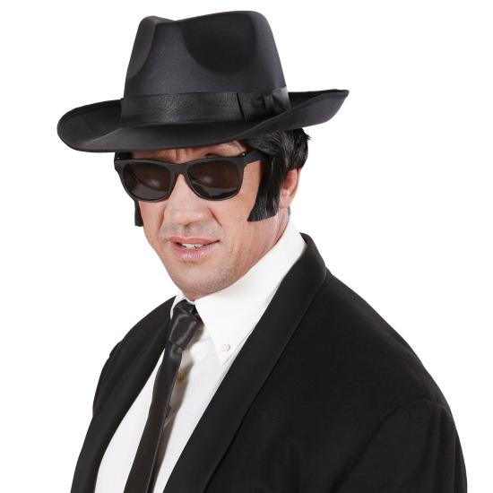 Sombrero de Gánster de Raso de color Negro para Adulto Sombrero de Gánster de Raso de color Negro para Adulto