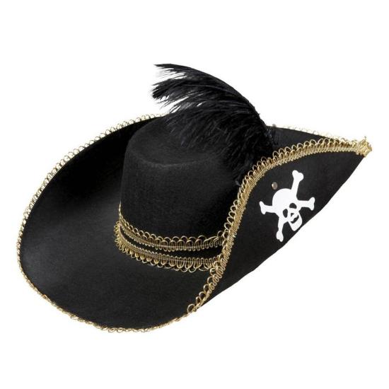 Sombrero de pirata con Calavera y Pluma  . Sombrero de pirata con Calavera y Pluma  .