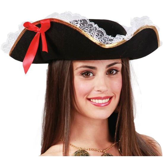 Sombrero de pirata con lazo mujer . Sombrero de pirata con lazo mujer .