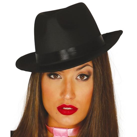 Sombrero gangster negro tela  lujo Sombrero gangster negro tela  lujo